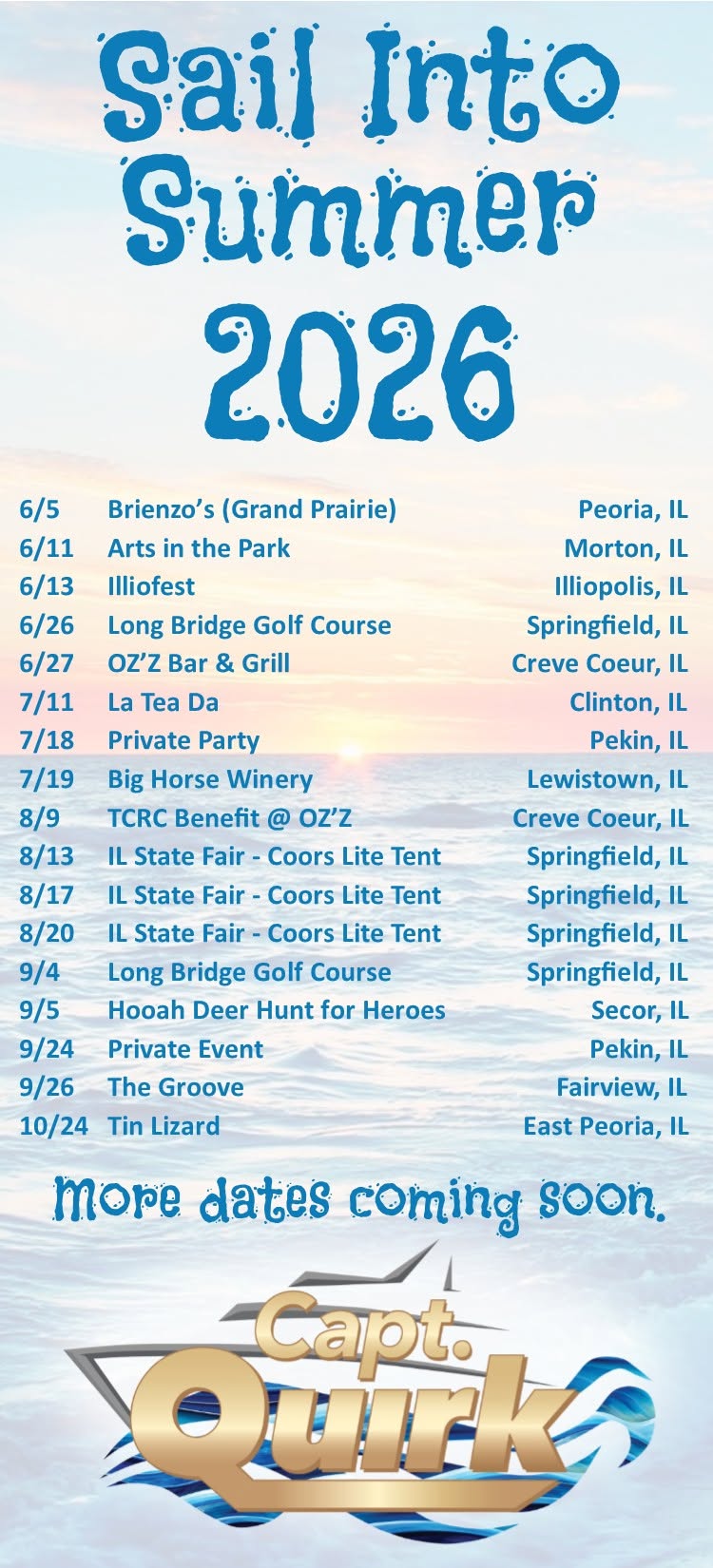 Captain Quirk 2026 schedule